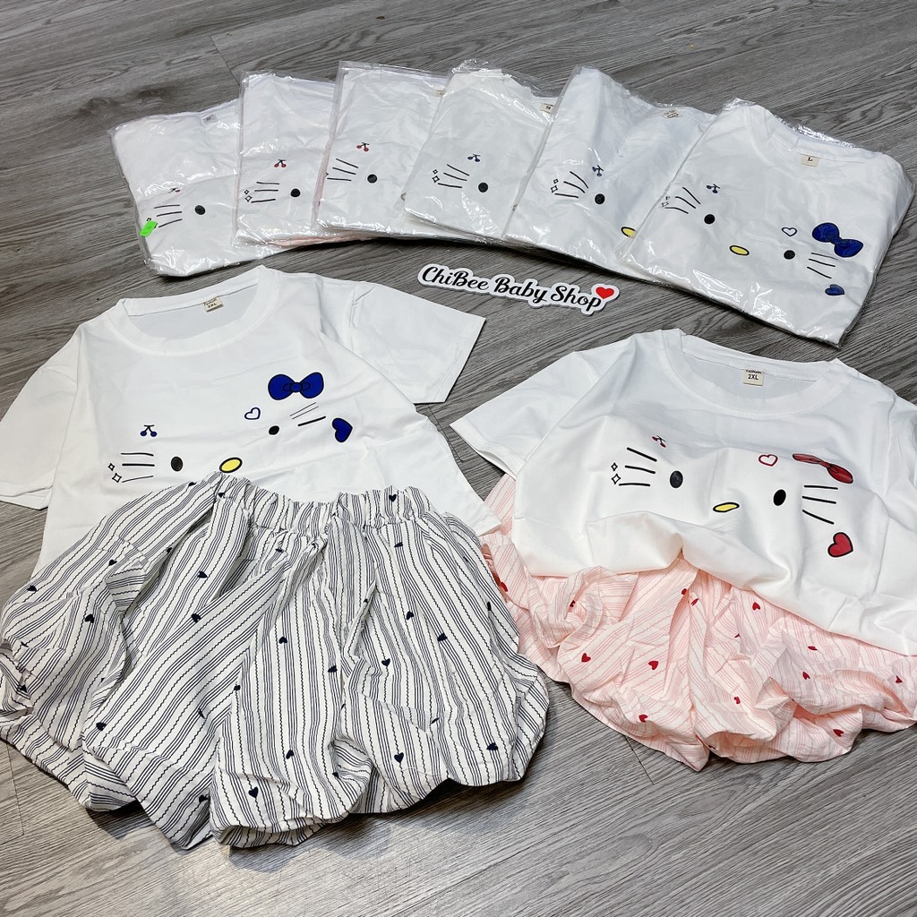 G897-Bộ cộc cotton Kitty quần bí (15.20kg)