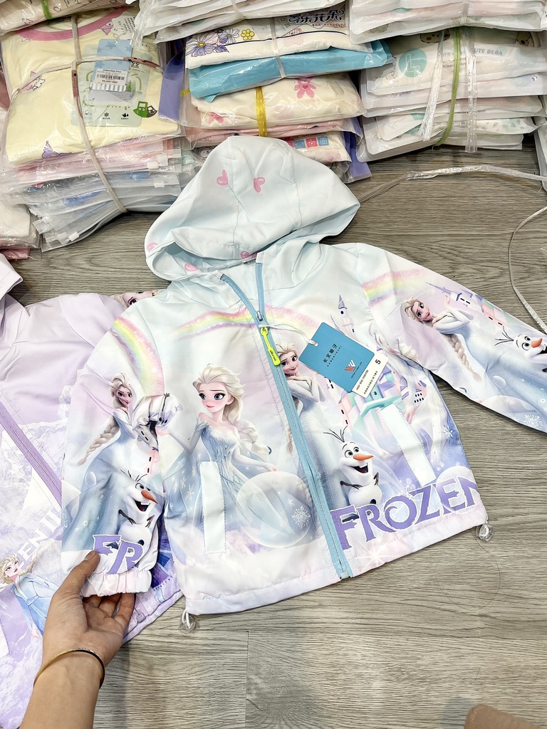 K055-Áo khoác gió QC 2 lớp Elsa nhí