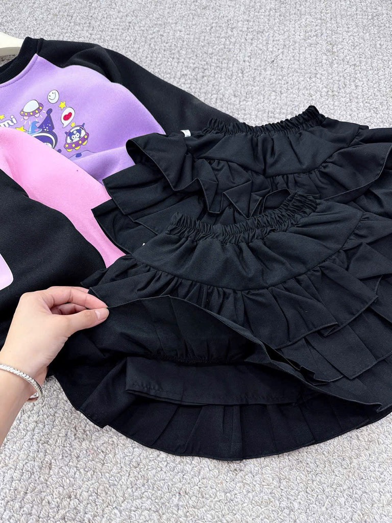 G274-Set áo sweater nỉ bông cv kuromi tím