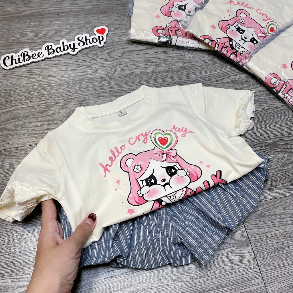 G896-Bộ cộc cotton bé Cry q bí (07.13kg)