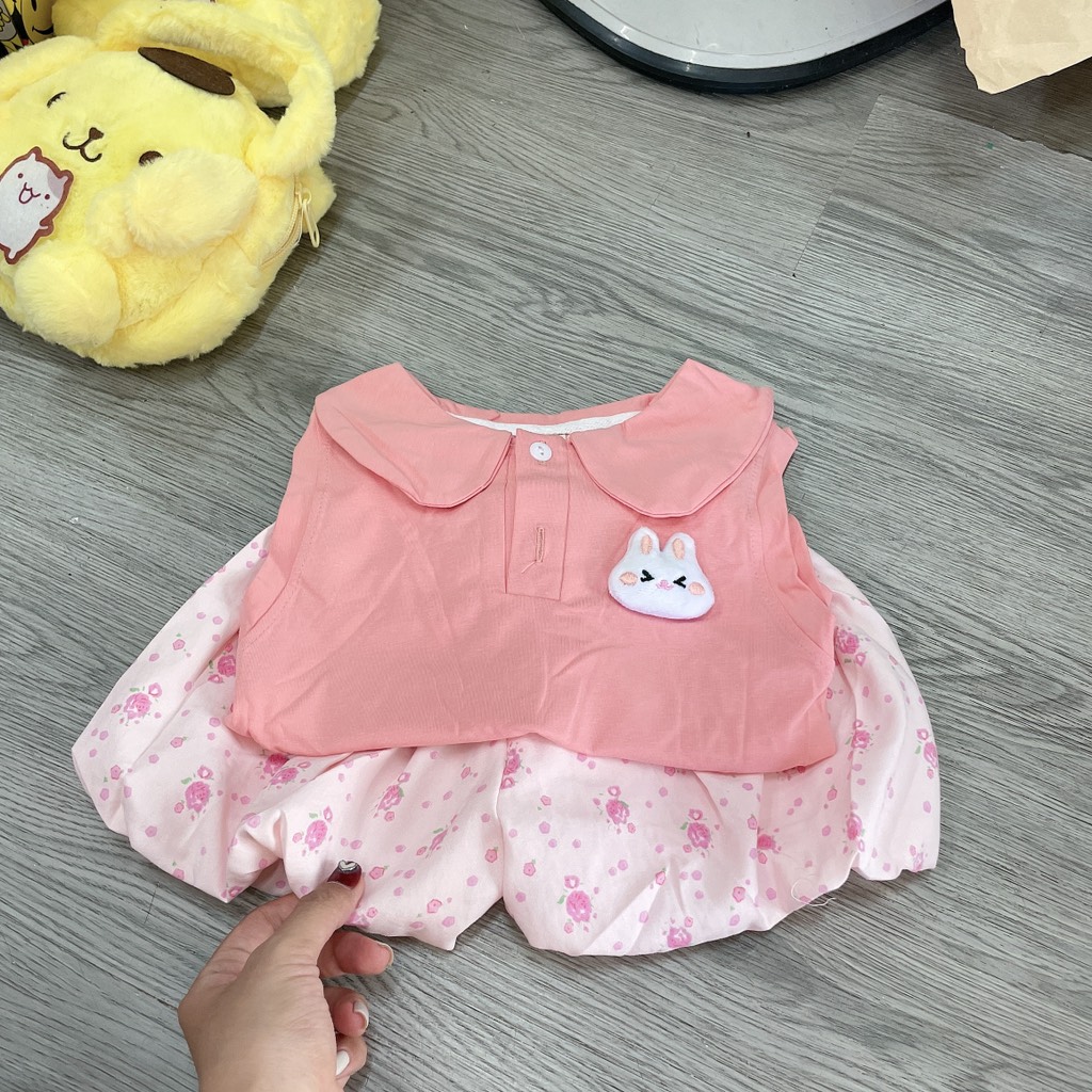 G535-Set áo thỏ hồng quần bí (07.16.756)
