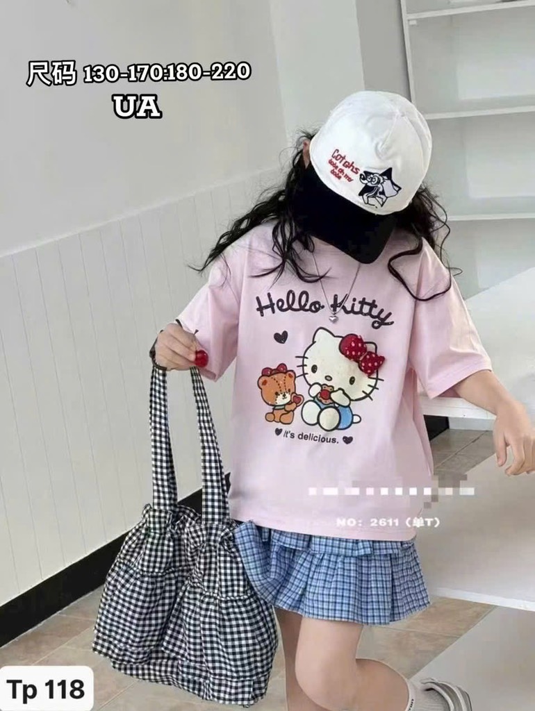 A436-Áo UA cotton Kitty hồng Cồ (40.55kg)