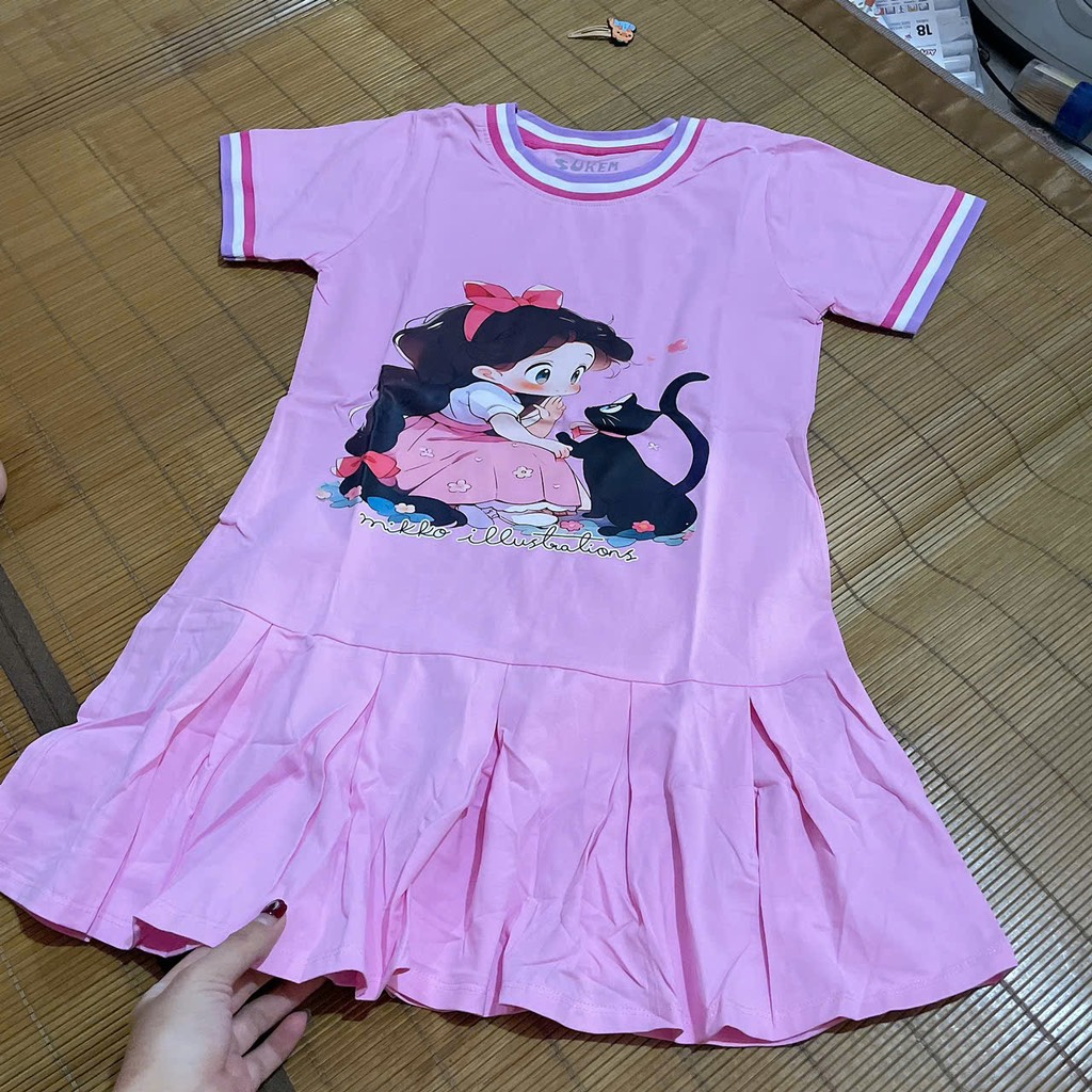 V437-Váy cotton bé gái viền cổ (18.32kg)