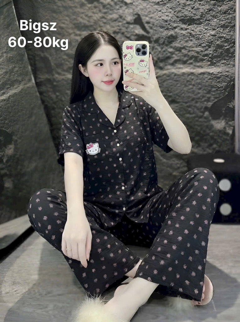 N037-Pijama Bigsize CD Cổ Lá Đũi Mây