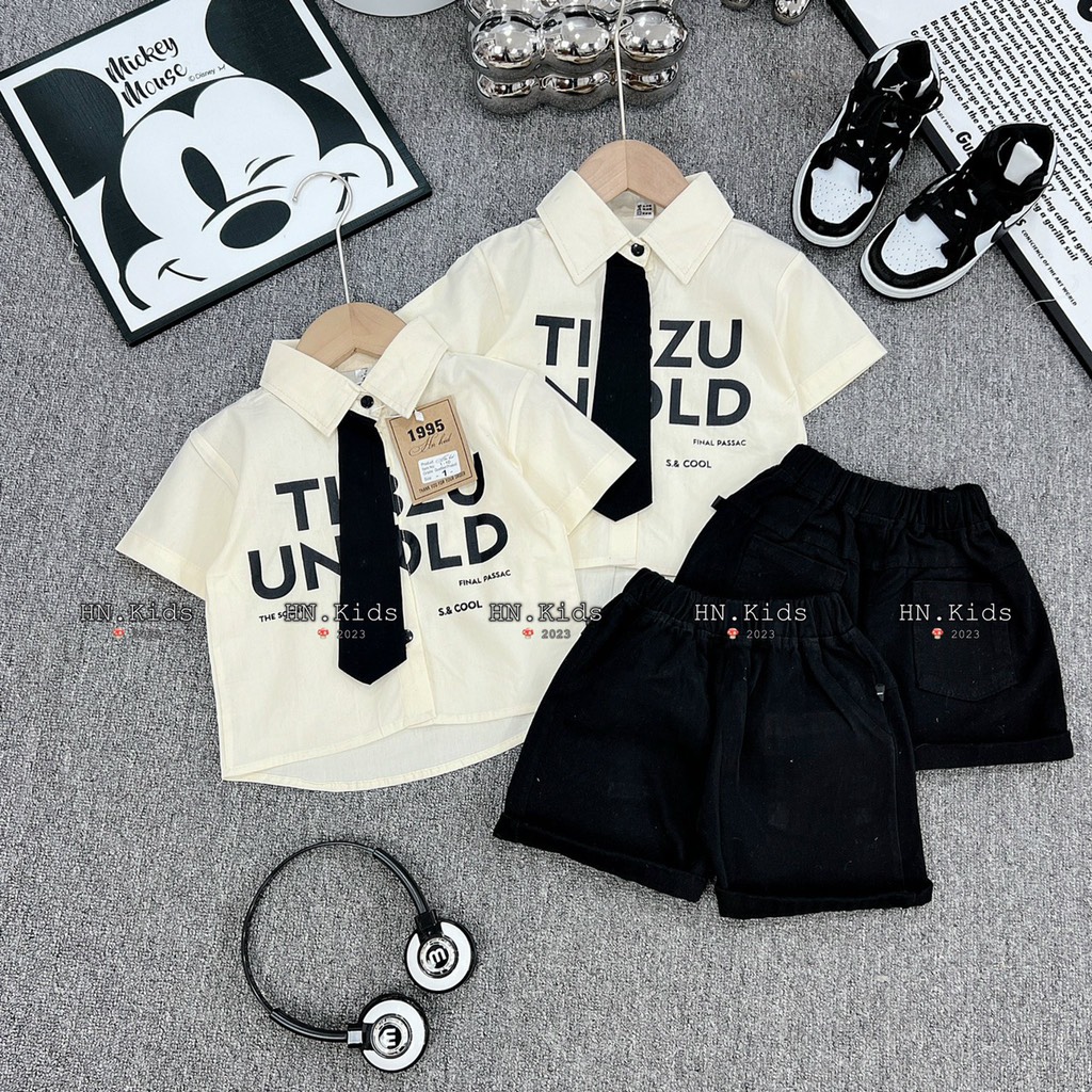 T070-Set sơ mi cà vạt bé trai