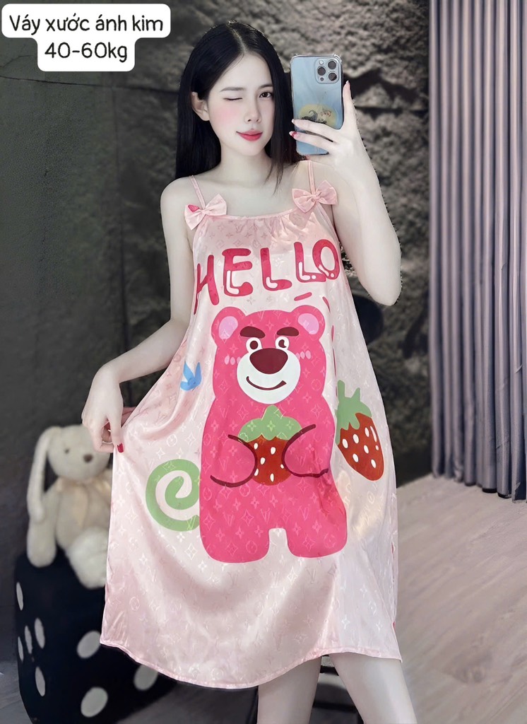 N059-Váy lụa xước 2 nơ 40-60kg