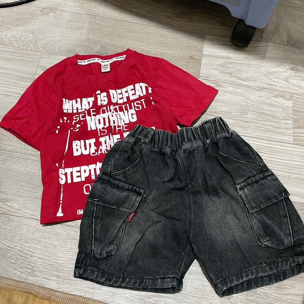 T720-Set áo chữ WHAT đỏ q jean đen (09.25kg)