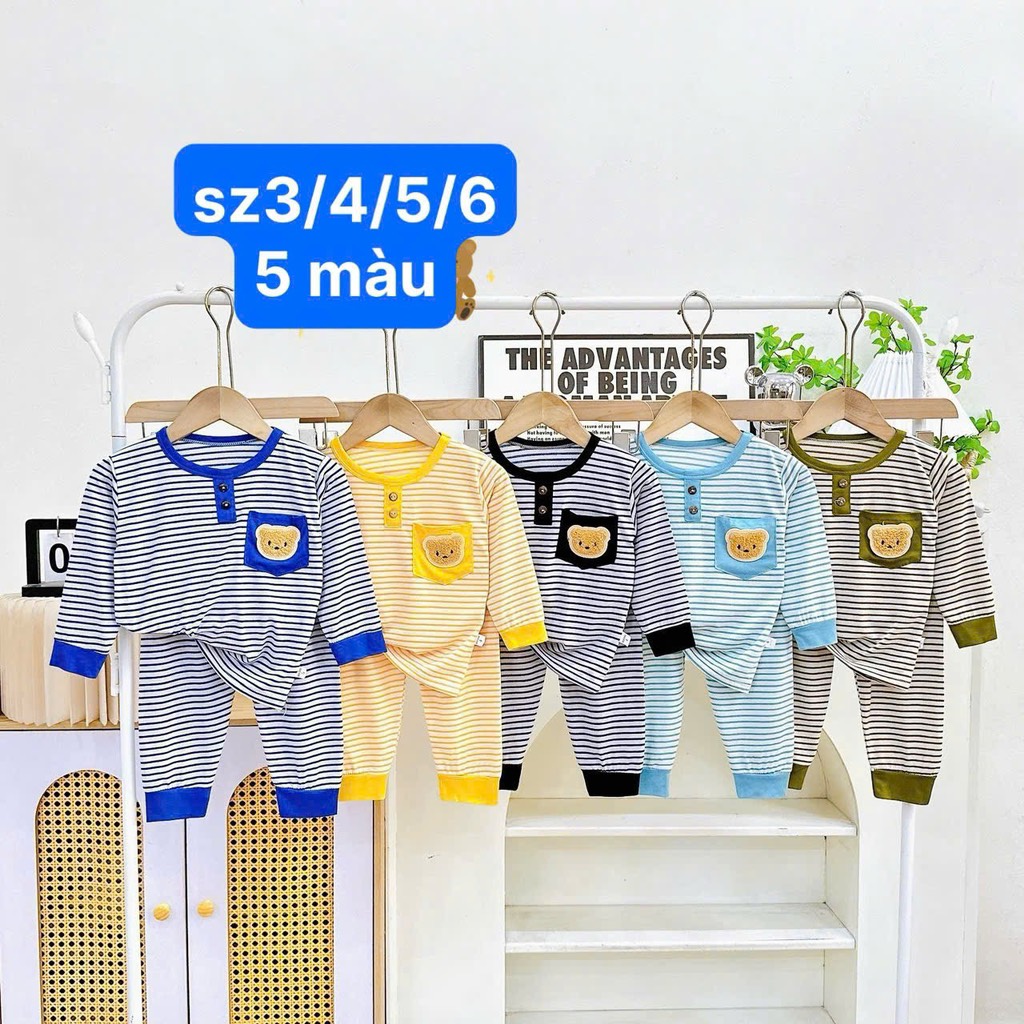 B594-Bộ dài thun lạnh kẻ gấu xù (08.15kg)