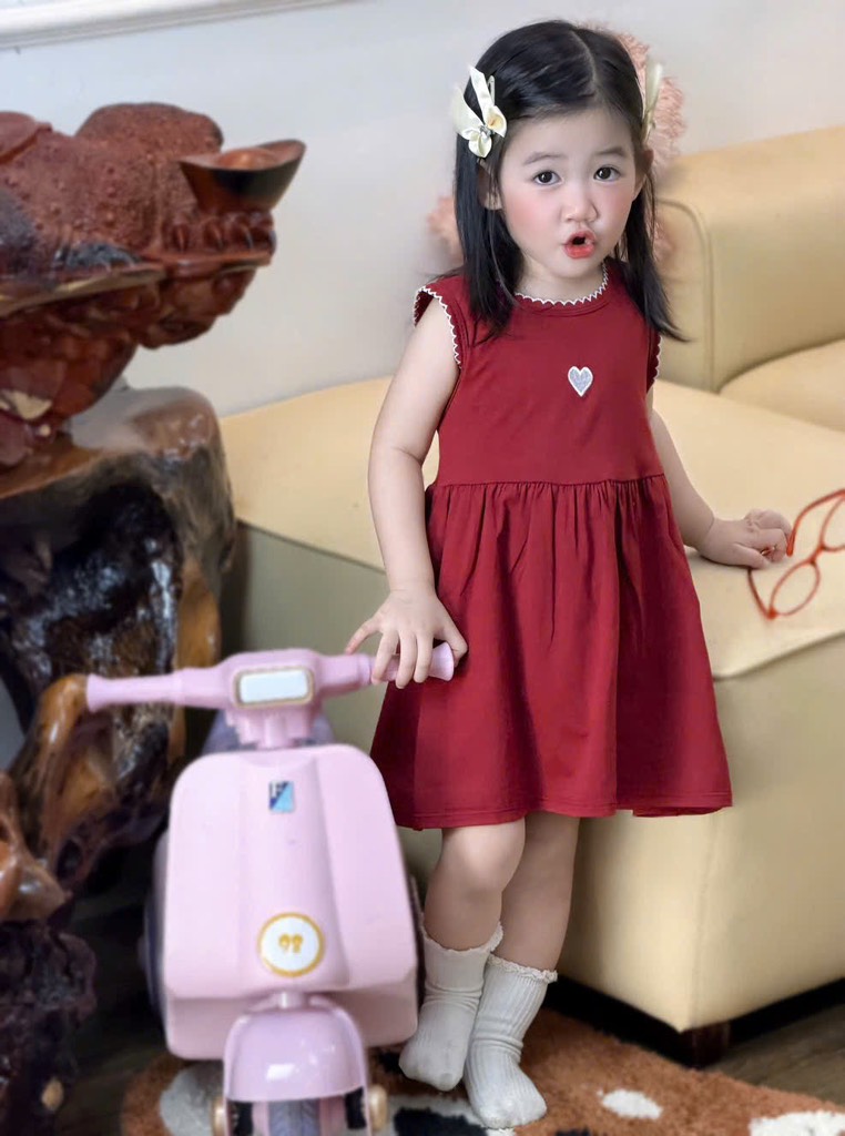 V389-Váy cotton SN viền tim (08.23kg)