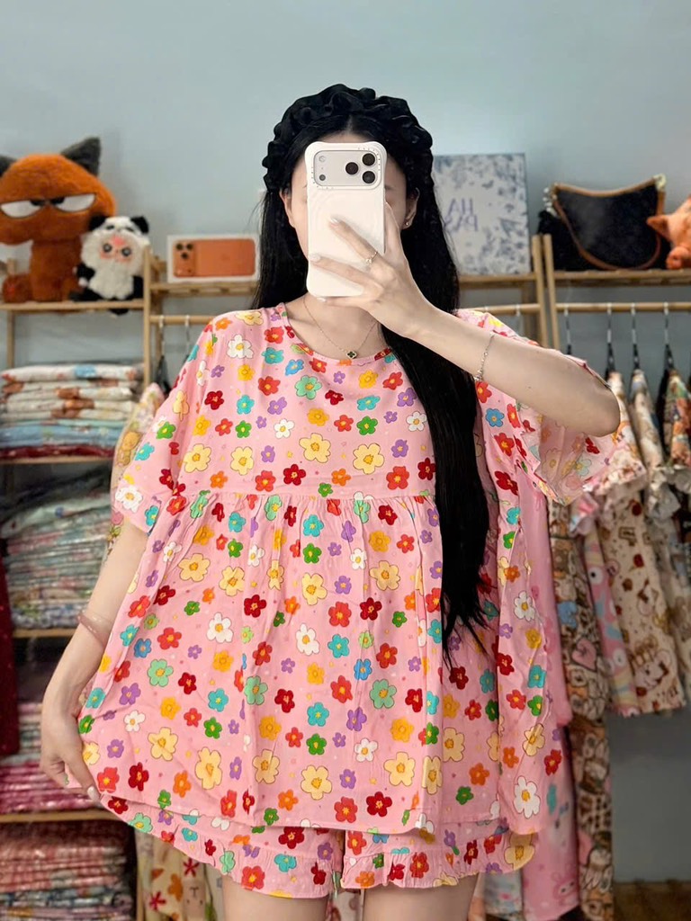 N073-Pijama Đùi Tole Lanh Thái (45-65kg)