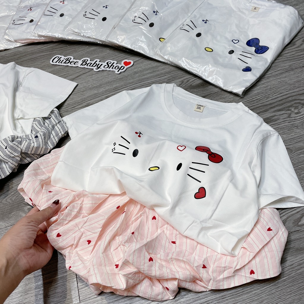 G897-Bộ cộc cotton Kitty quần bí (15.20kg)
