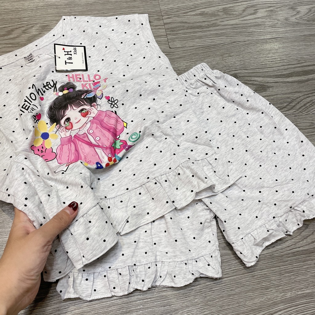 G893-Bộ cotton SN bé Hello bi xám (16.22kg)