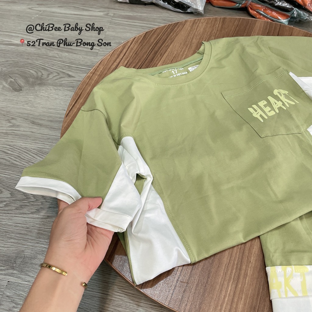 T407-Bộ cotton cộc tay xanh Hear cồ (31.42.280)