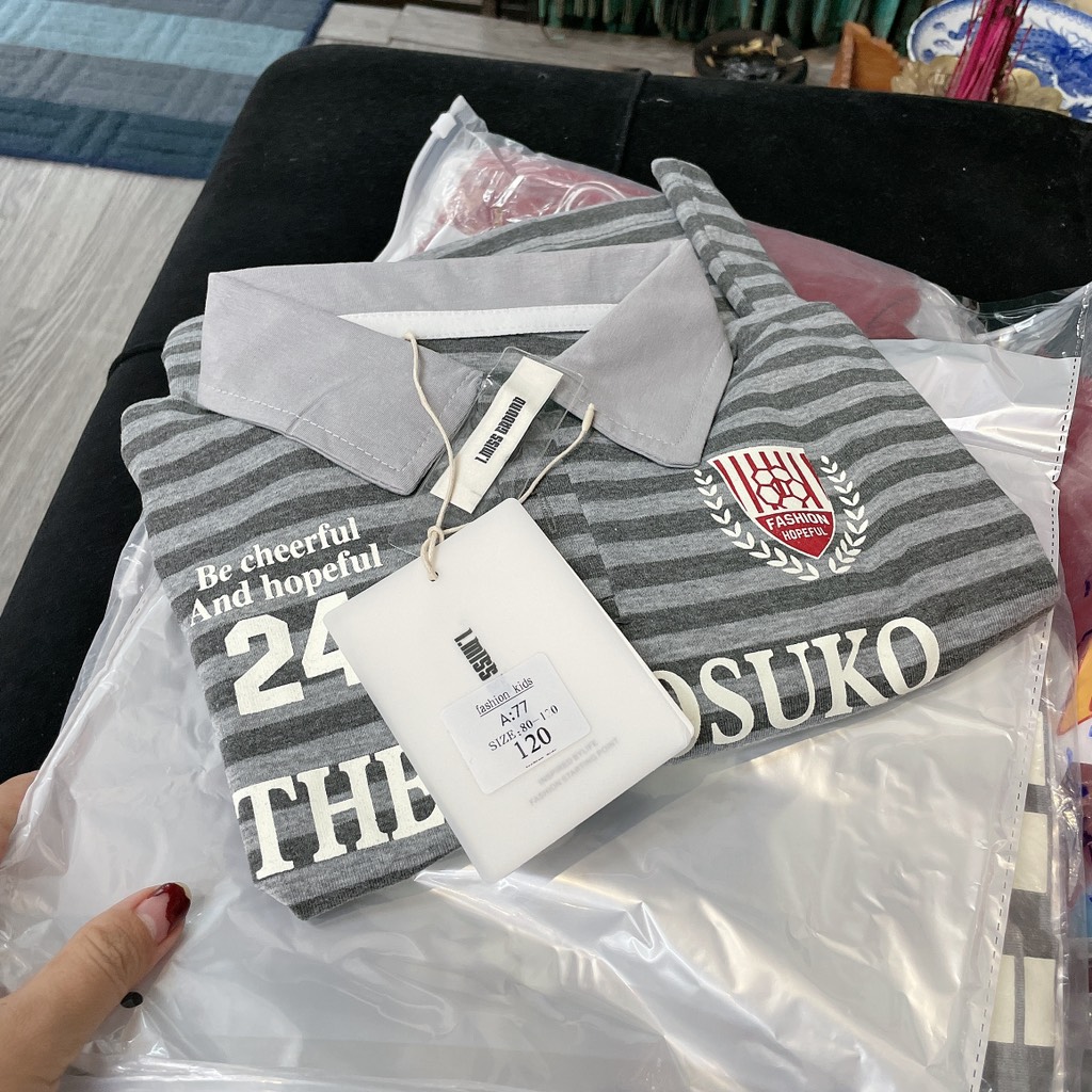 A457-Áo polo QC tay dài số 06 kẻ xám (12.25kg)
