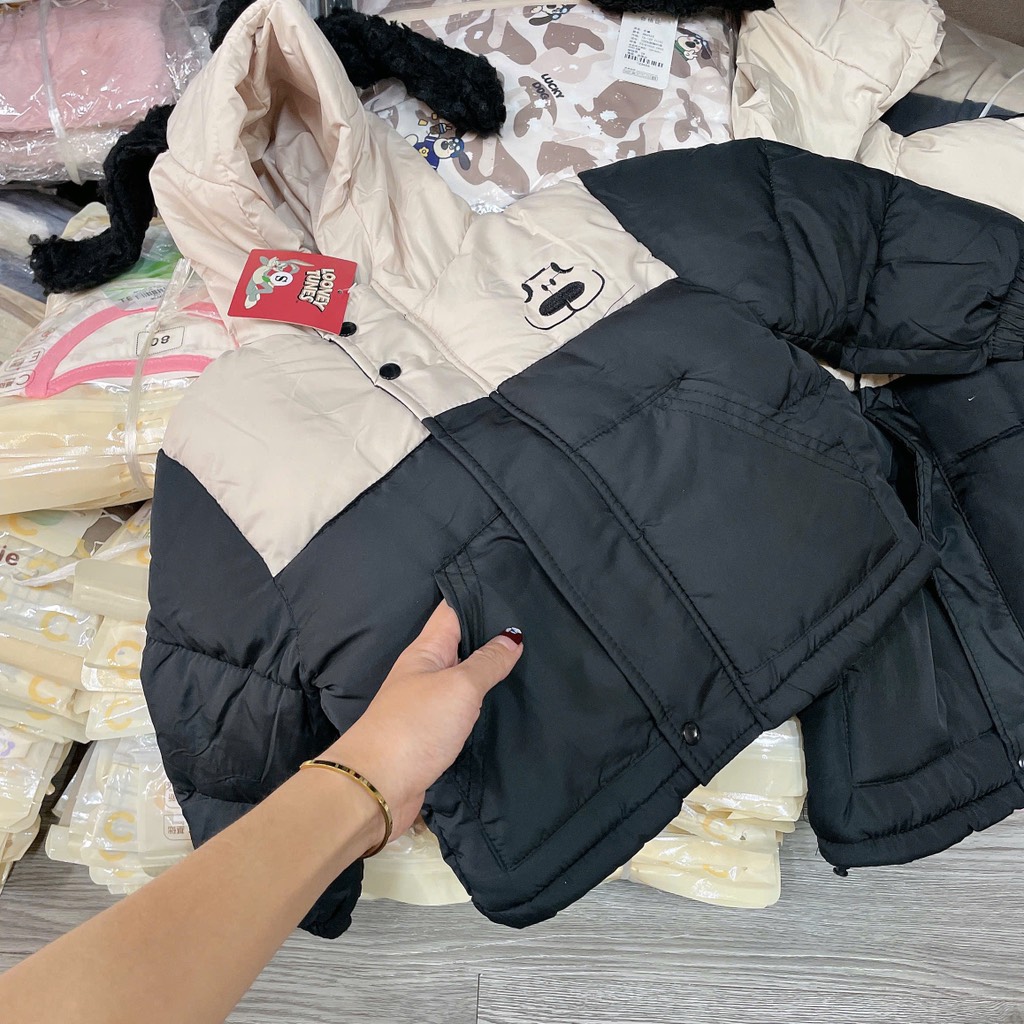 K128-Áo phao tai cún phối đen (10.20kg)