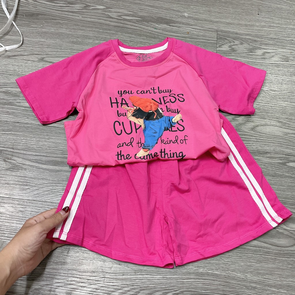 G878-Bộ cộc cotton bé chữ hồng (19.28kg)