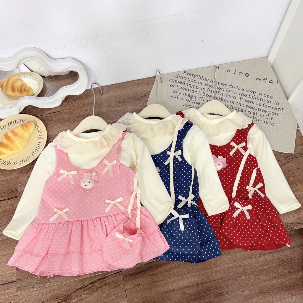 V283-Set váy thỏ chấm bi (09.16.570)