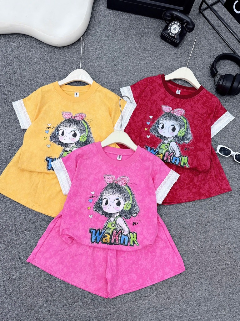 G504-Bộ cotton QC cô bé tay ren (18.32.376)