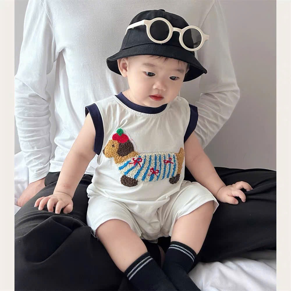 BD073-Body suit đùi chó bông trắng