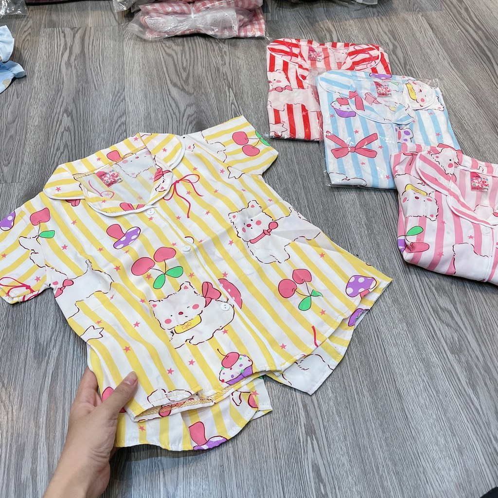 B523-Bộ pijama lụa kẻ nơ 1/4XL (15.18kg)