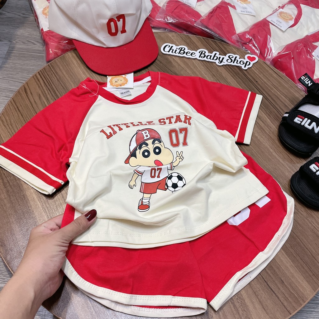 T763-Bộ polo cotton cu Shin đỏ kèm mũ (11.30kg)