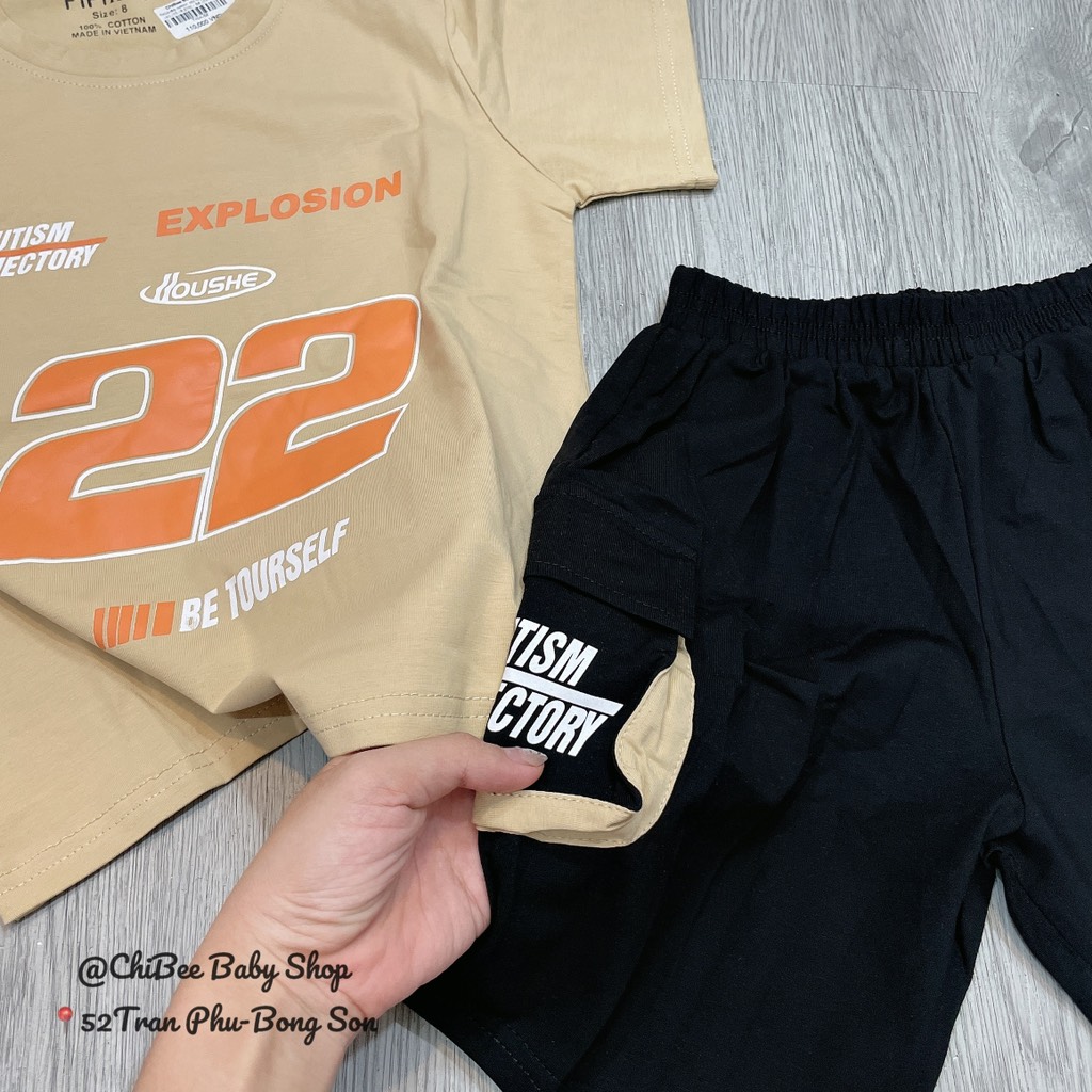 T404-Bộ cotton cộc tay be số 22 nhí (10.18.270)