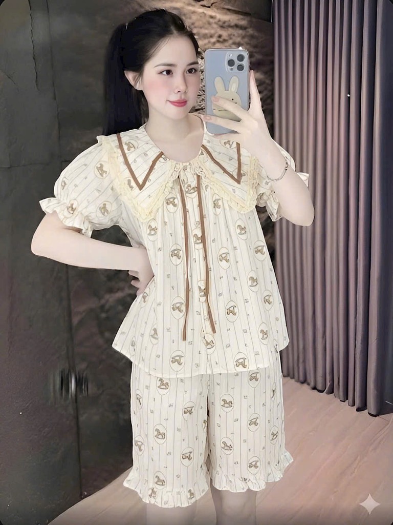 N058-Pijama 40-60kg Cộc Quần Lửng Đũi