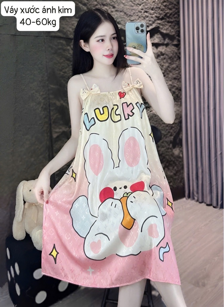 N059-Váy lụa xước 2 nơ 40-60kg