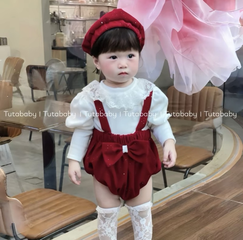 BD147-Set 3 món yếm nhung nơ (03.10kg)