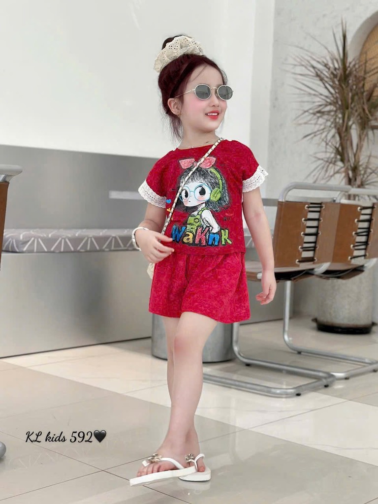 G504-Bộ cotton QC cô bé tay ren (18.32.376)