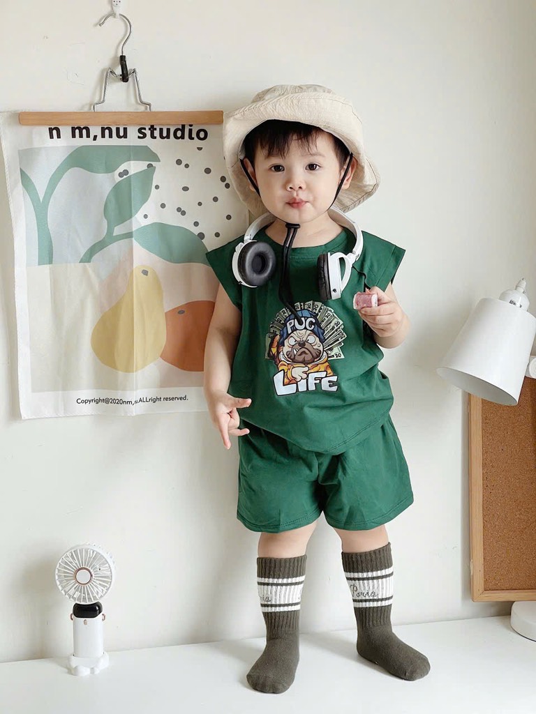 T381-Bộ sát nách cotton chó ngầu (10.24.356)
