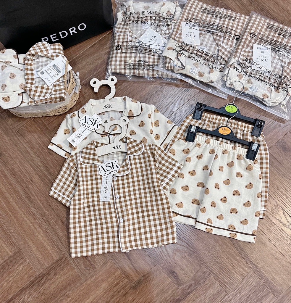 B371-Set pijama đũi tone nâu (08.24.125)