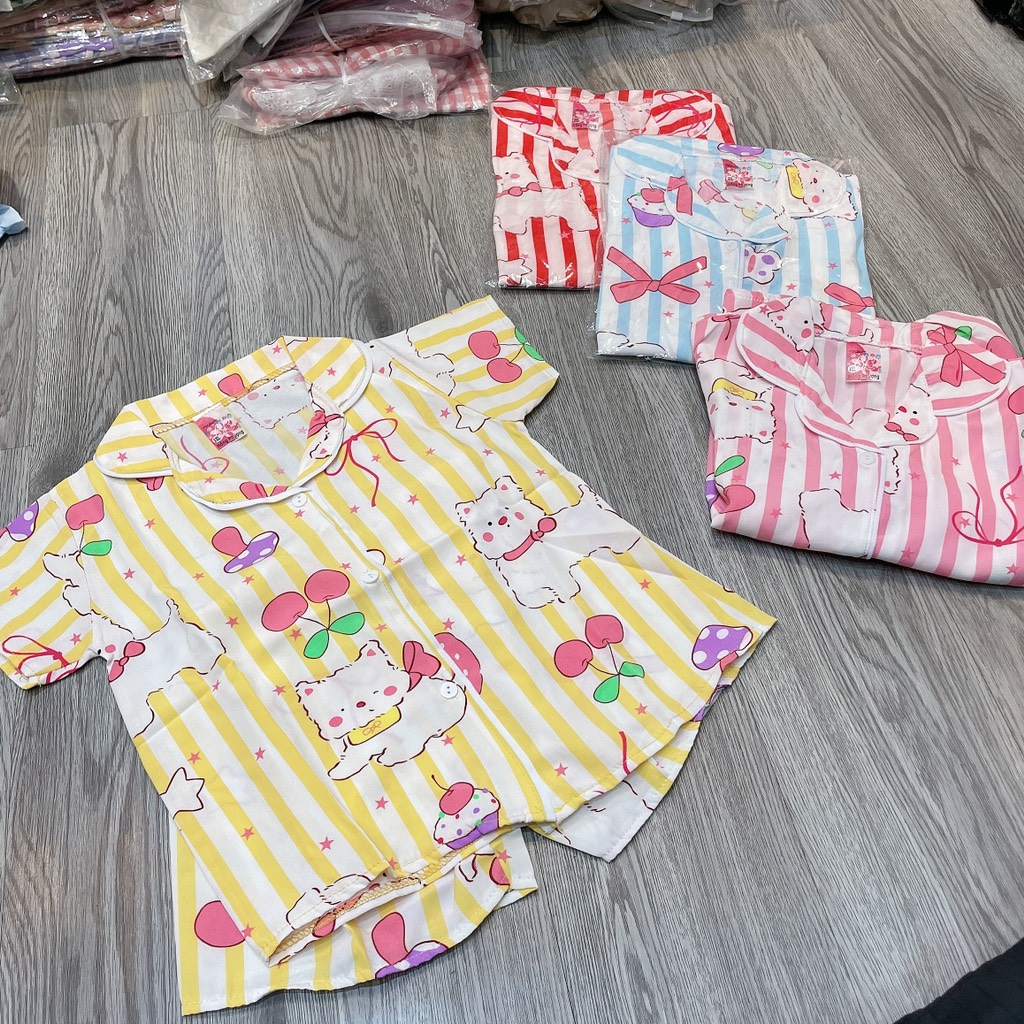 B523-Bộ pijama lụa kẻ nơ 1/4XL (15.18kg)