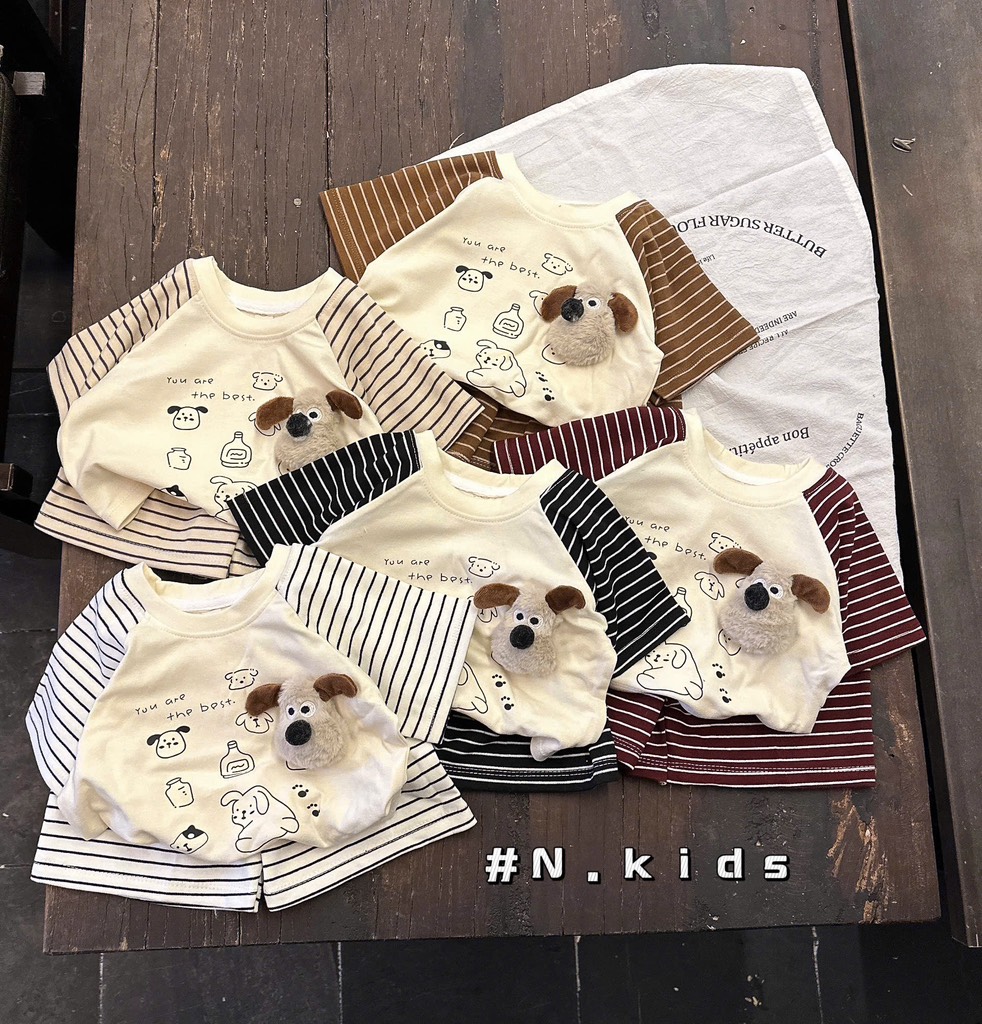 T652-Bộ cộc cotton cún xù phối kẻ (07.15kg)