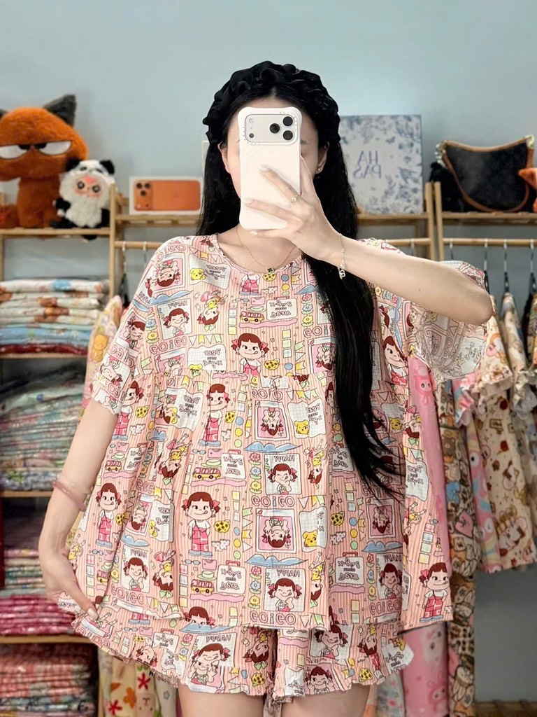 N073-Pijama Đùi Tole Lanh Thái (45-65kg)