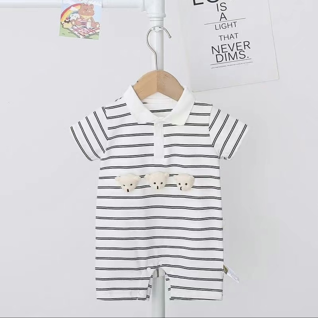 BD113-Body suit đùi kẻ đính gấu nổi S80