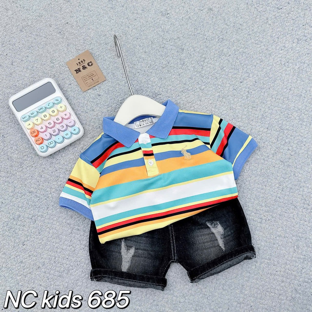 T267-Set jean áo polo cầu vồng 10S80-170