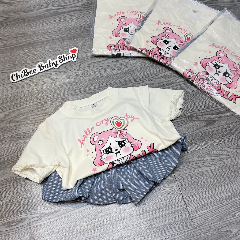 G896-Bộ cộc cotton bé Cry q bí (07.13kg)
