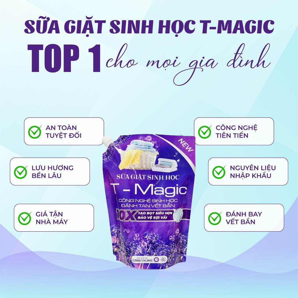 Nước giặt sinh học T Magic (1 thùng 2 túi 6,4kg)