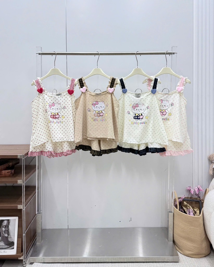 N069-Pijama 40-60kg 2 Dây Chấm Bi Đũi Mây