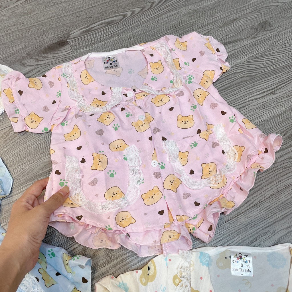 B519-Bộ pijama gấu cổ ren 2 túi (10.18kg)
