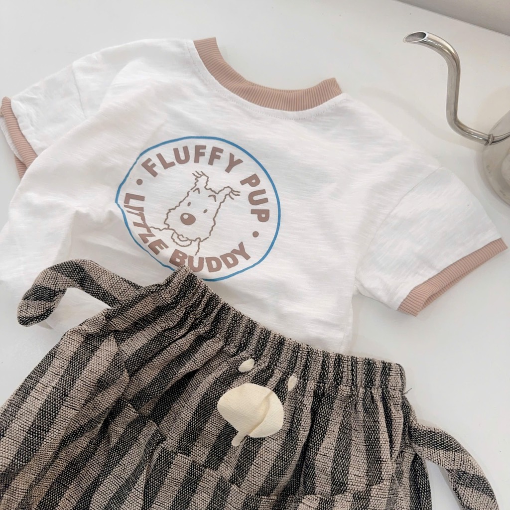 T725-Bộ cún cotton xước quần kẻ (06.16kg)