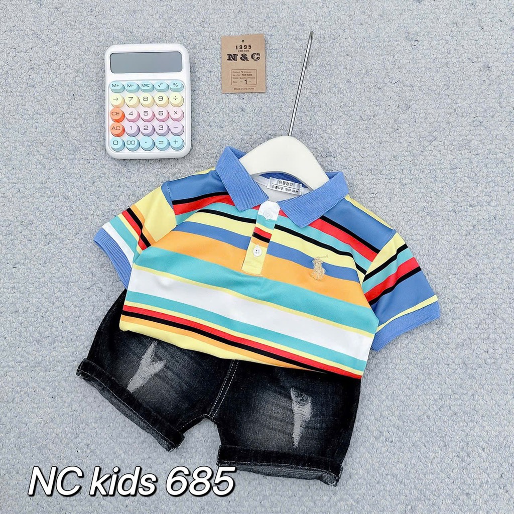 T267-Set jean áo polo cầu vồng 10S80-170