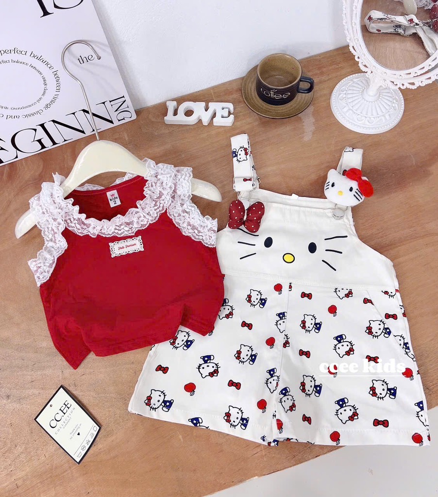 G533-Set yếm quần Kitty đỏ (11.28.284)
