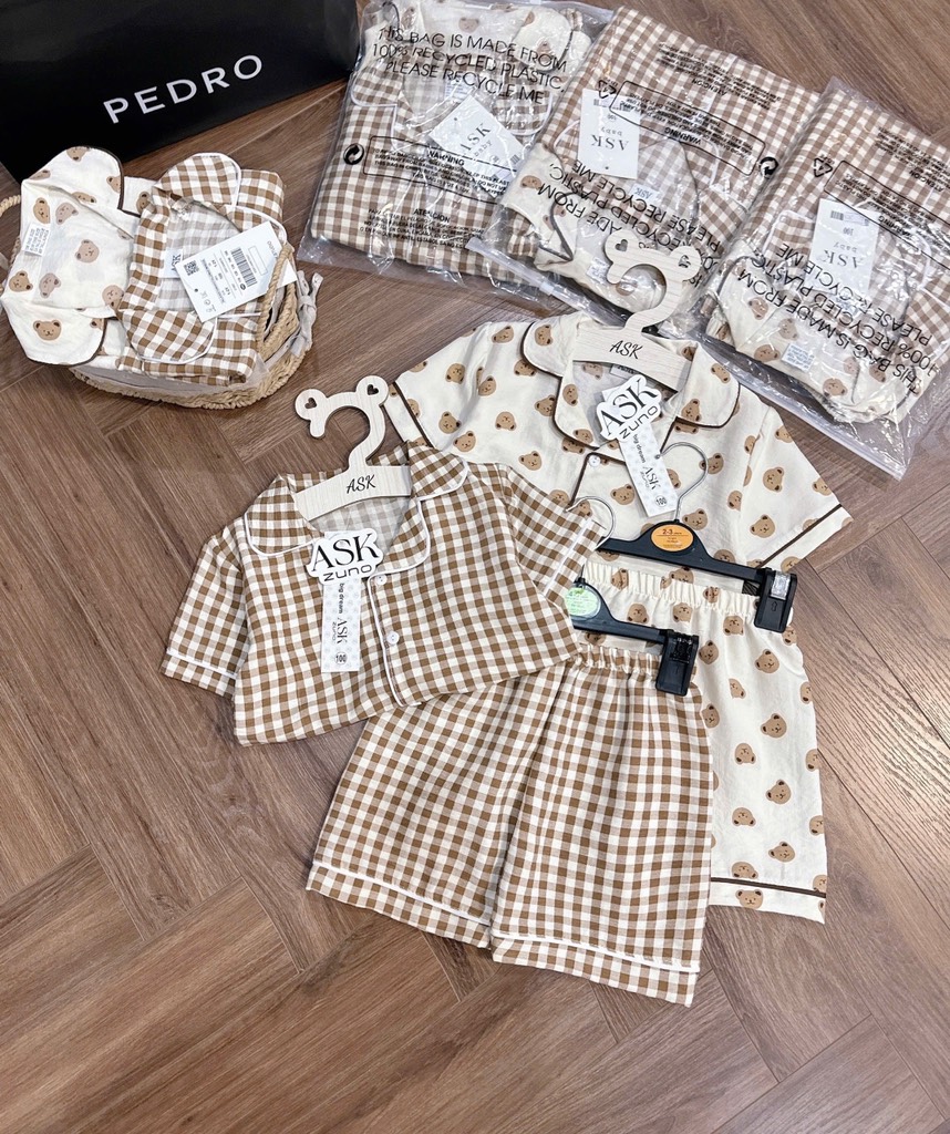 B371-Set pijama đũi tone nâu (08.24.125)