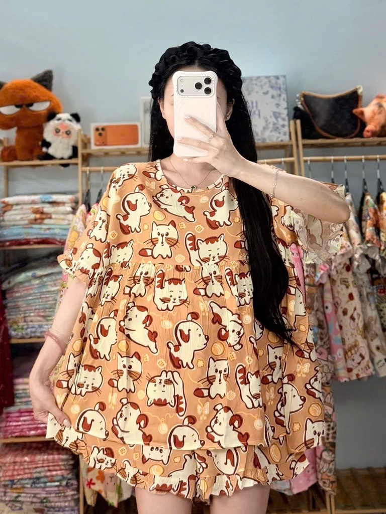 N073-Pijama Đùi Tole Lanh Thái (45-65kg)