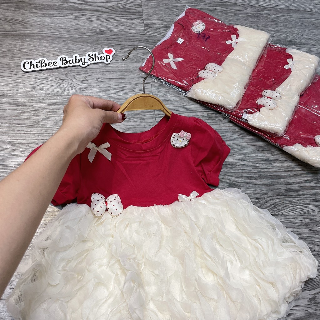 V454-Váy cộc cotton Kitty đỏ gợn sóng (06.13kg)
