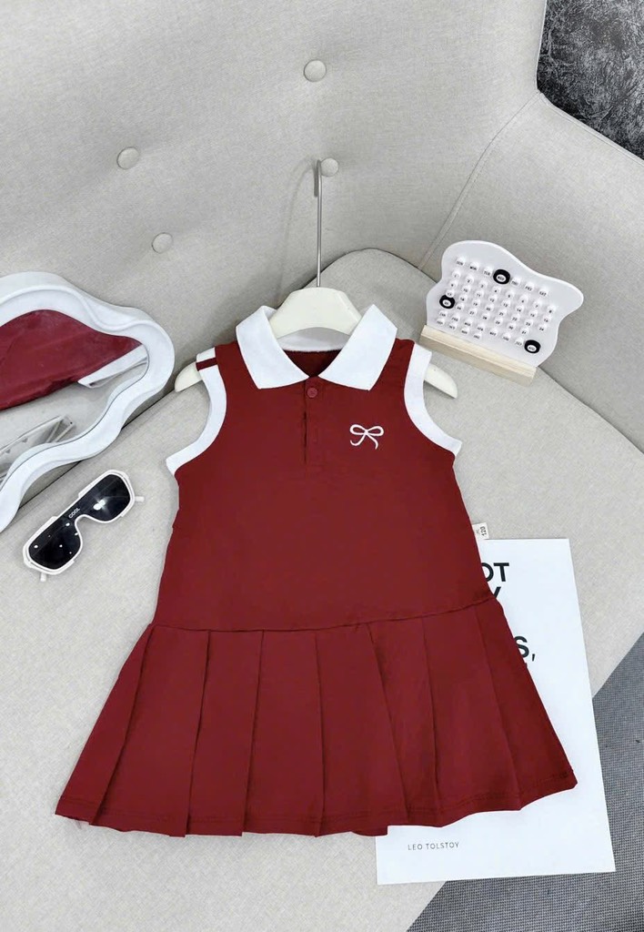 V198-Váy polo cổ bẻ QC thêu nơ (15.23.169)