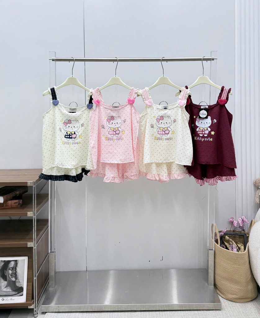 N069-Pijama 40-60kg 2 Dây Chấm Bi Đũi Mây