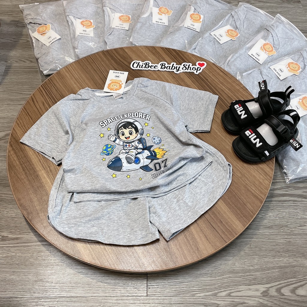 T755-Bộ cộc cotton vũ trụ xám (11.30kg)